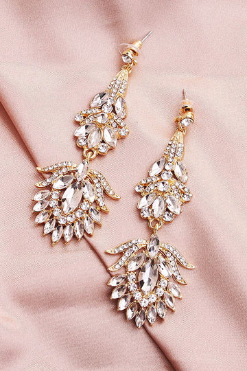 Boucles d’oreilles de mariée simples en strass